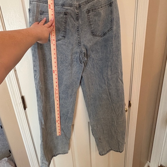 Shein Light Blue Stonewashed Straight Wide Leg Jeans Women’s XL US 12 Denim - Picture 5 of 9